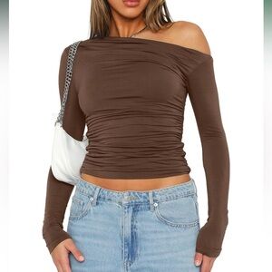 Elegant Brown Off-Shoulder Top